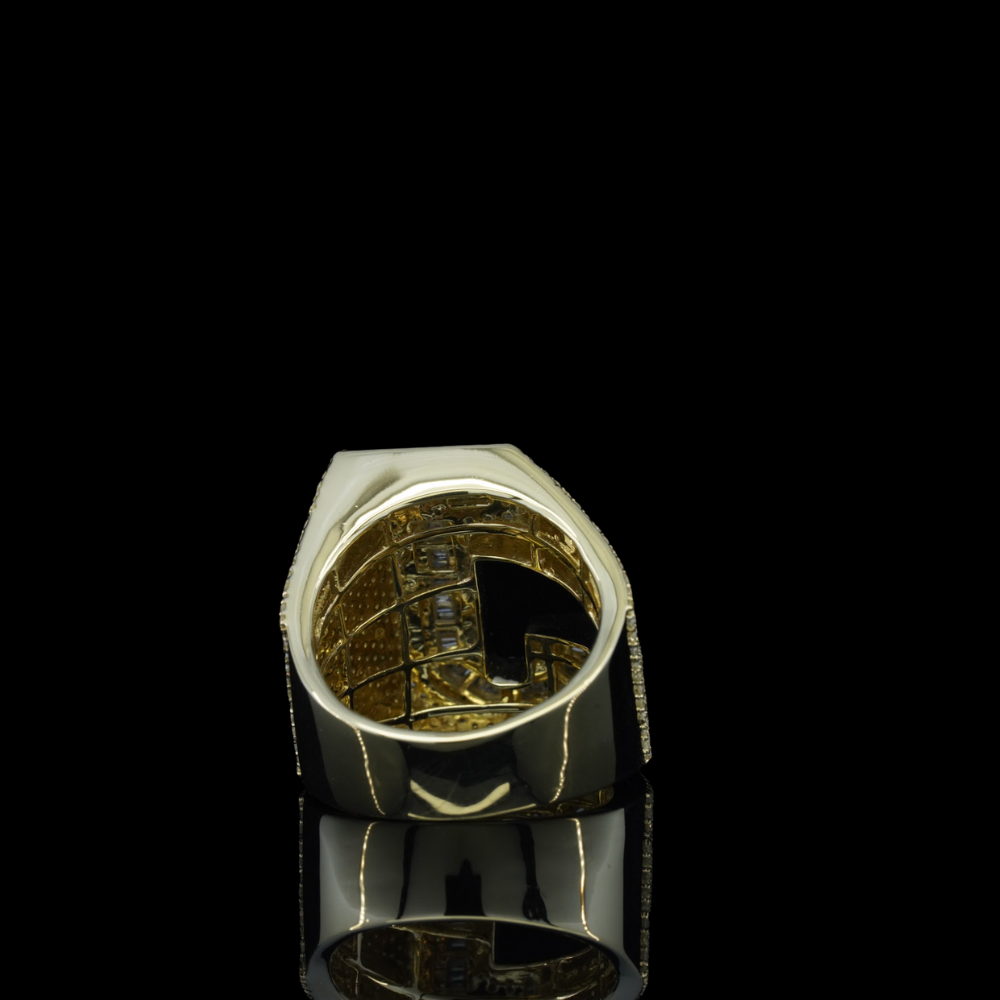 Anillo de hombre de oro de 10K real con diamante letra J 2.8 CTW