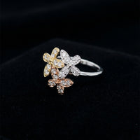 14K Gold Diamond Flower Ring 1 CTW