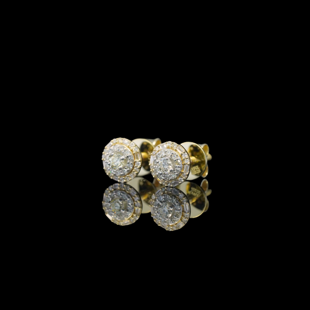 Pendientes de oro amarillo de 10K auténtico con diamantes de 0,31 CTW