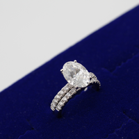 Anillo de compromiso y alianza de diamantes de oro de 14 quilates auténtico