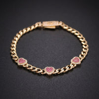 10K CZ Heart Bracelet 8.8g 7.5in YG 4.5mm
