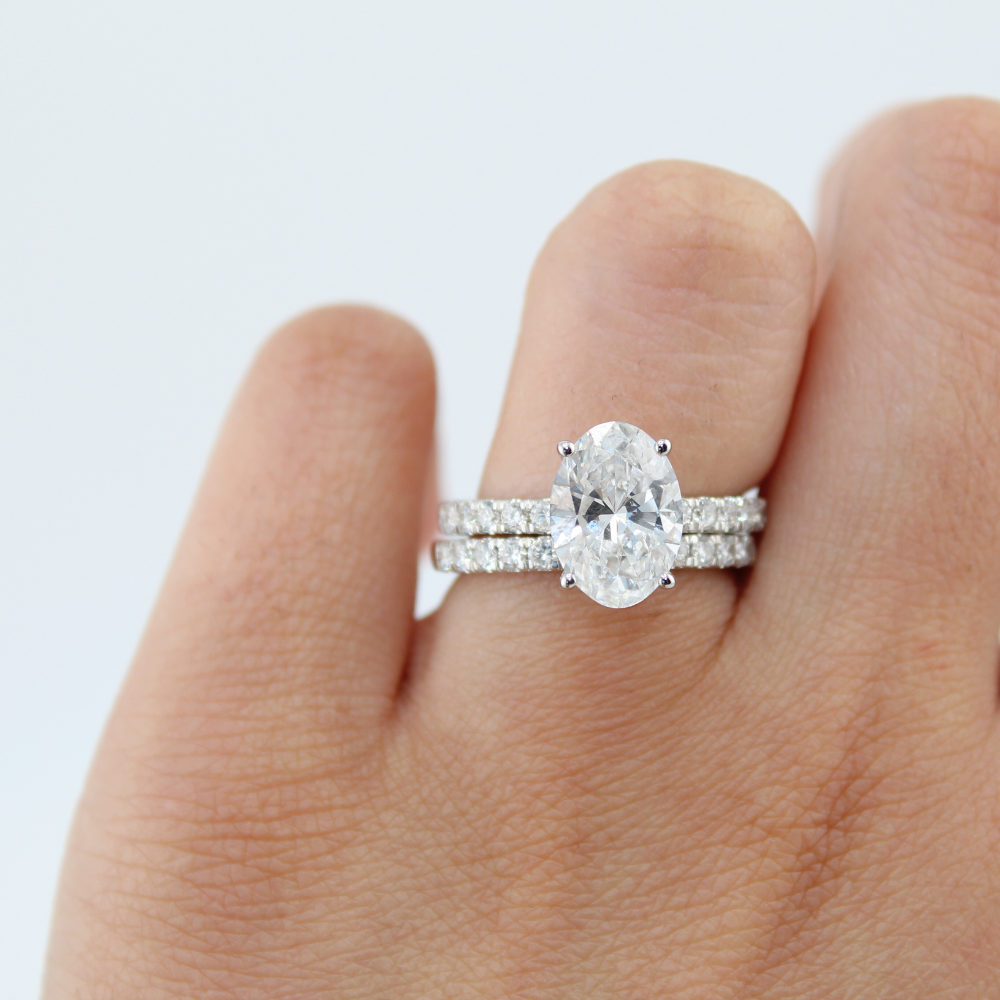 Anillo de compromiso y alianza de diamantes de oro de 14 quilates auténtico