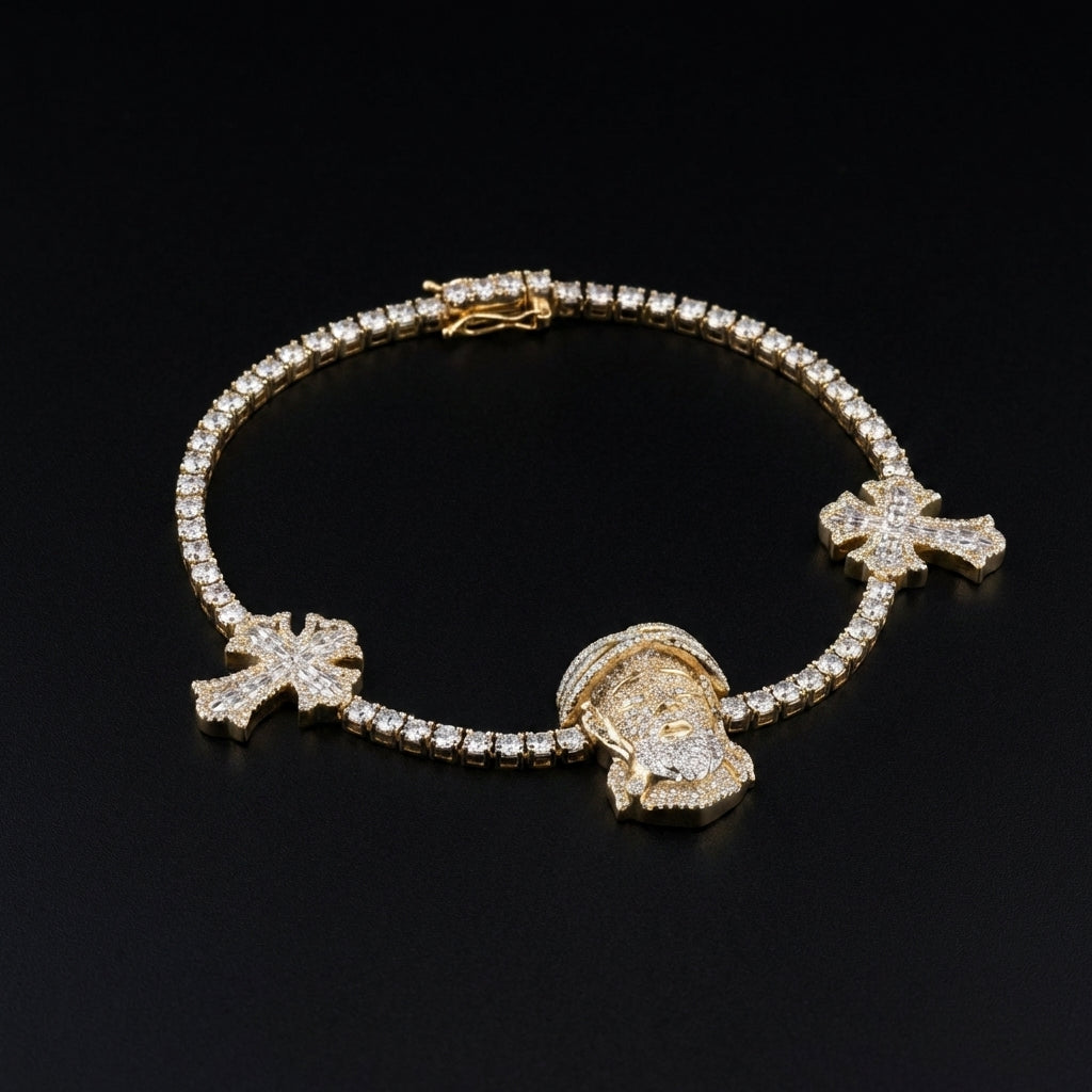 10K Diamond Jesus Cross Bracelet