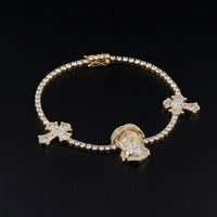 10K Diamond Jesus Cross Bracelet