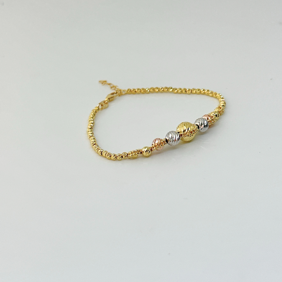 14k Gold Triple Ball Bead Bracelet