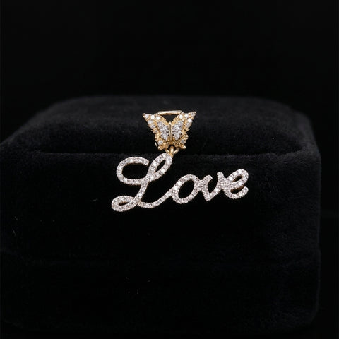 10K Diamond Love Butterfly Pendant 0.30 CTW