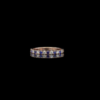 10K Rose Gold Diamond Blue Band Ring - on black background - ICEbyAK