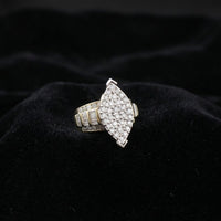 Anillo de Oro 10K auténtico con Diamantes en Forma de Marquesa