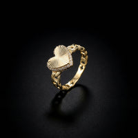 10K Heart CZ Chino Band Ring