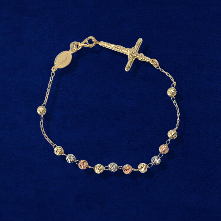 14K Rosary TriColor Bracelet