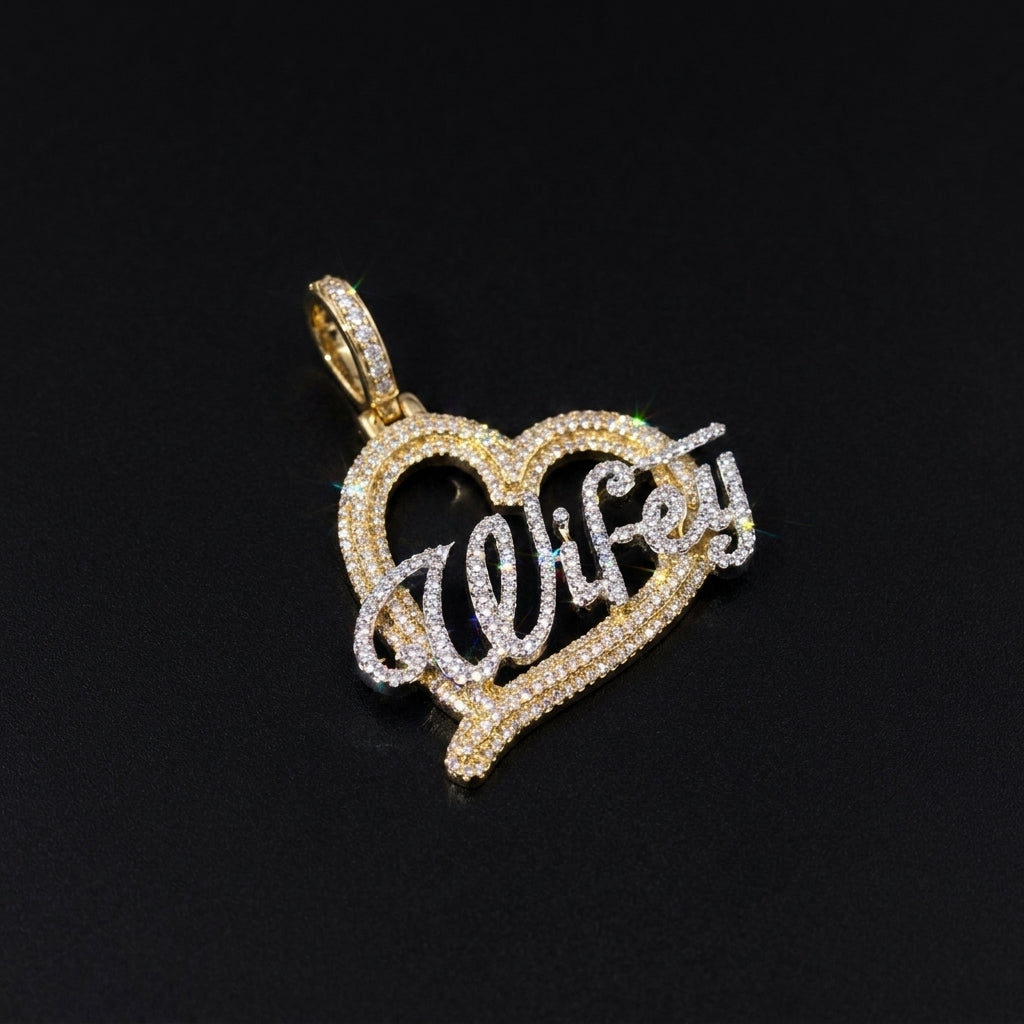 10K Diamond Wifey Pendant 0.9 CTW