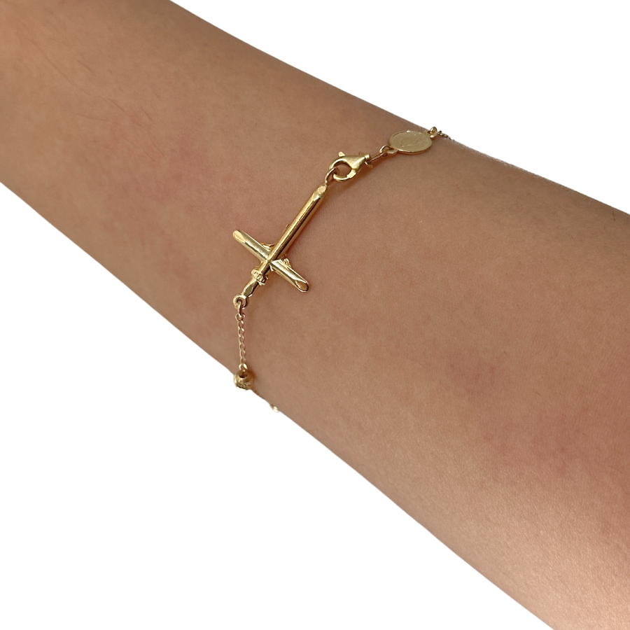 14K Rosary TriColor Bracelet