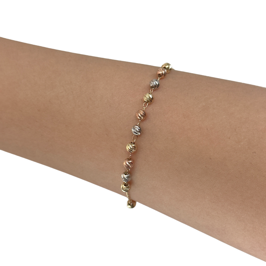 14K Rosary TriColor Bracelet