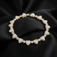 Pulsera de Corazón de Diamantes de Oro de 10K auténtico