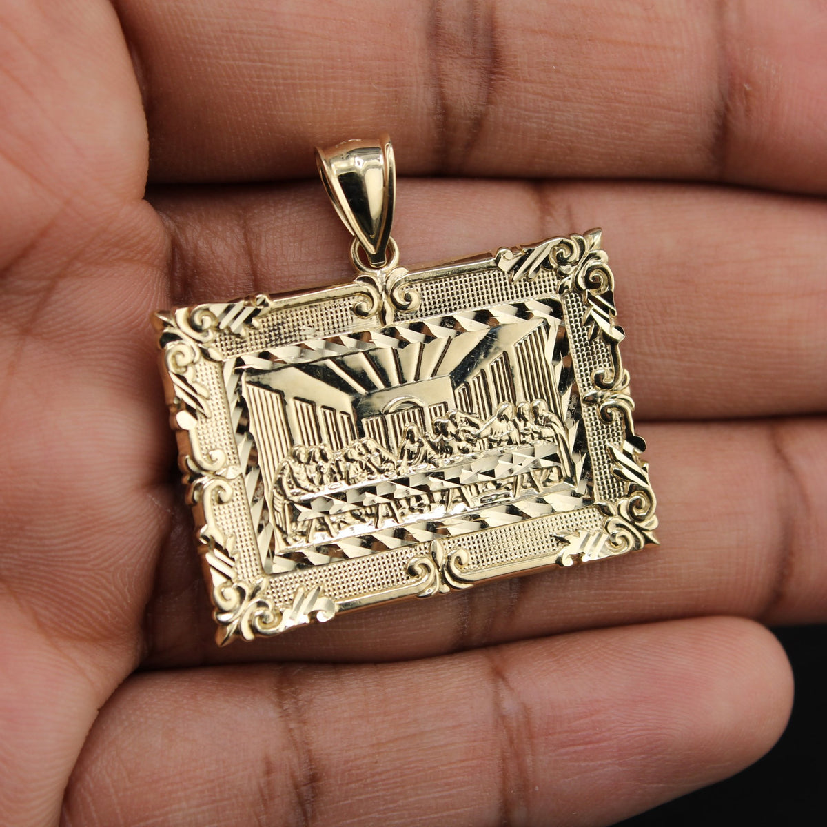 10K Gold Last Supper Square Charm