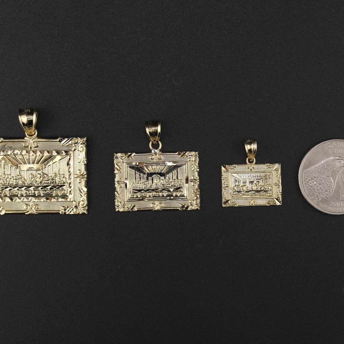 10K Gold Last Supper Square Charm