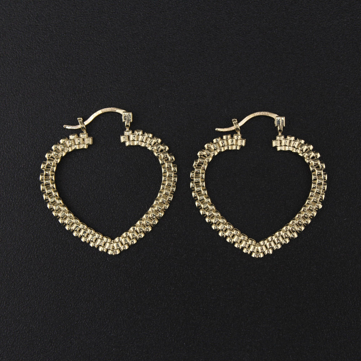 10K Gold Heart Hoops