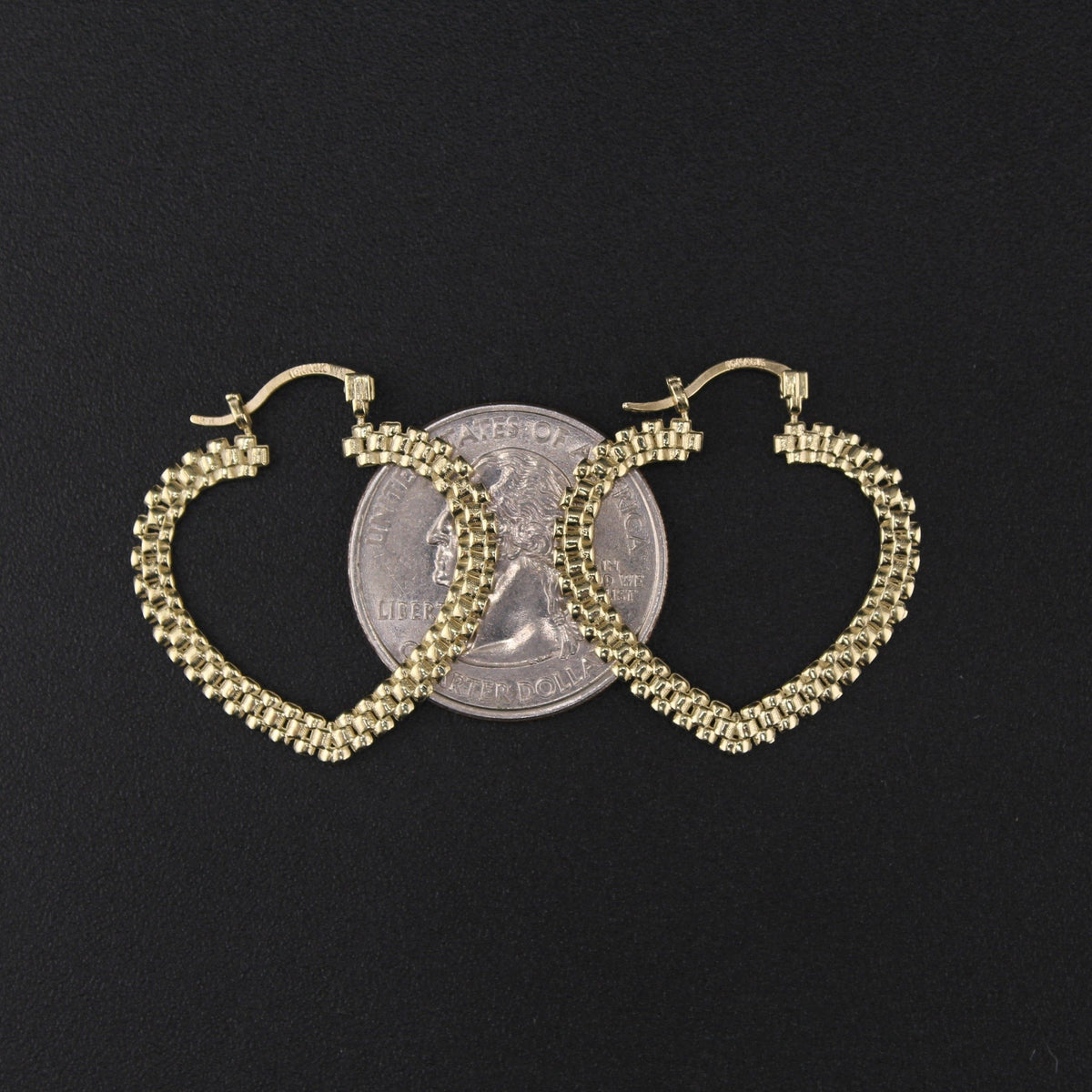 10K Gold Heart Hoops