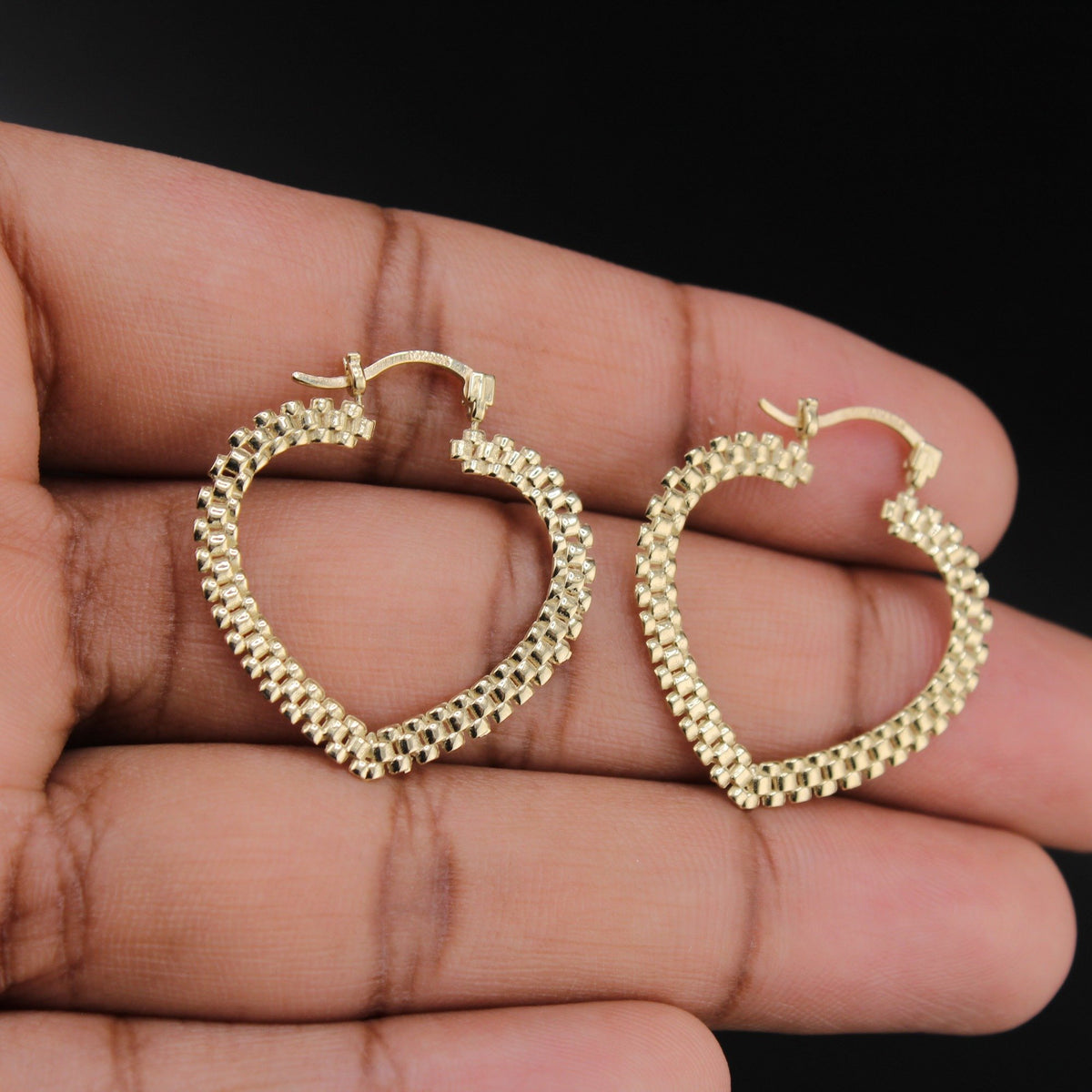 10K Gold Heart Hoops