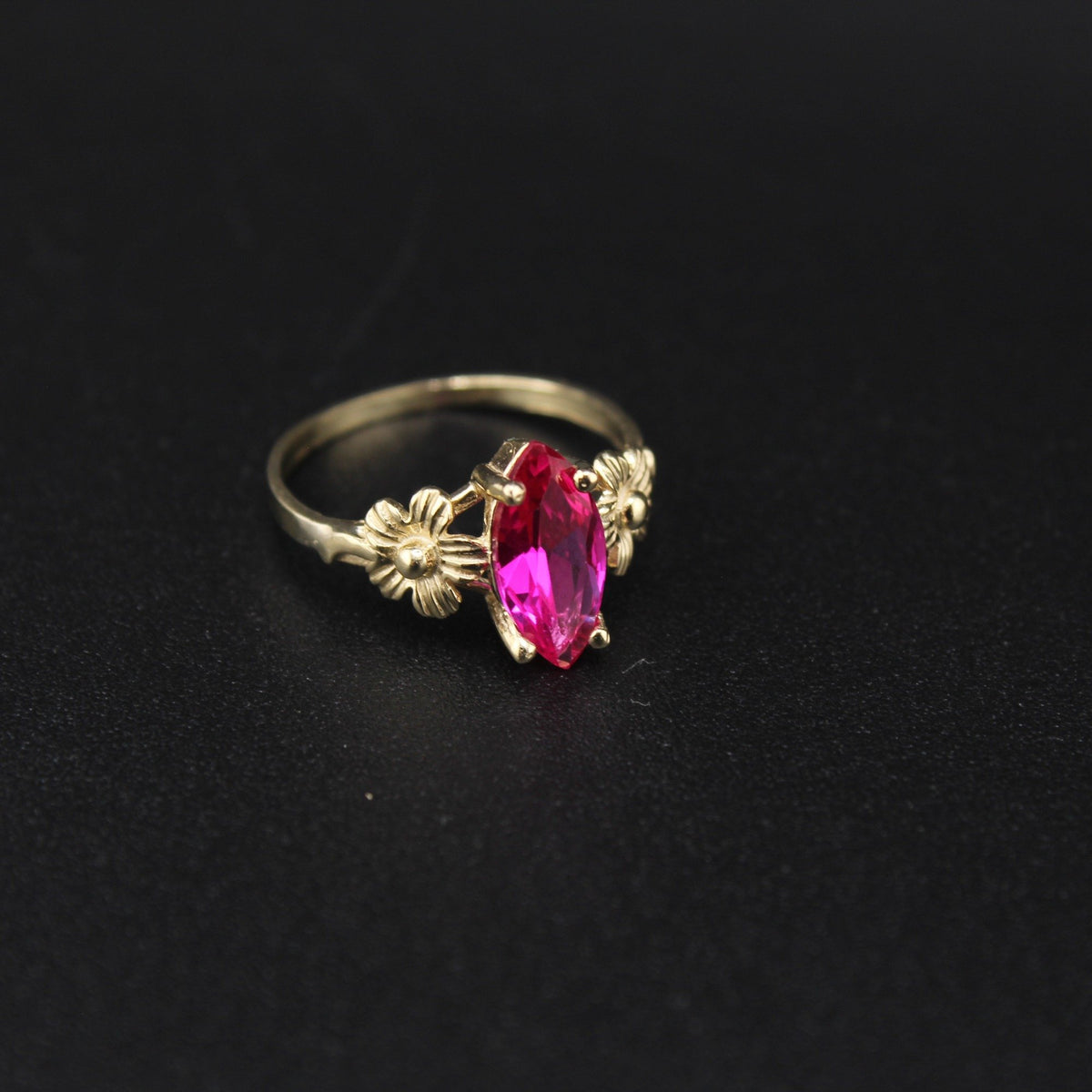 10K Marquise Dark Pink Ring