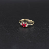 10K Red Heart Stone Ring