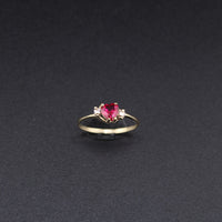 10K Red Heart Stone Ring