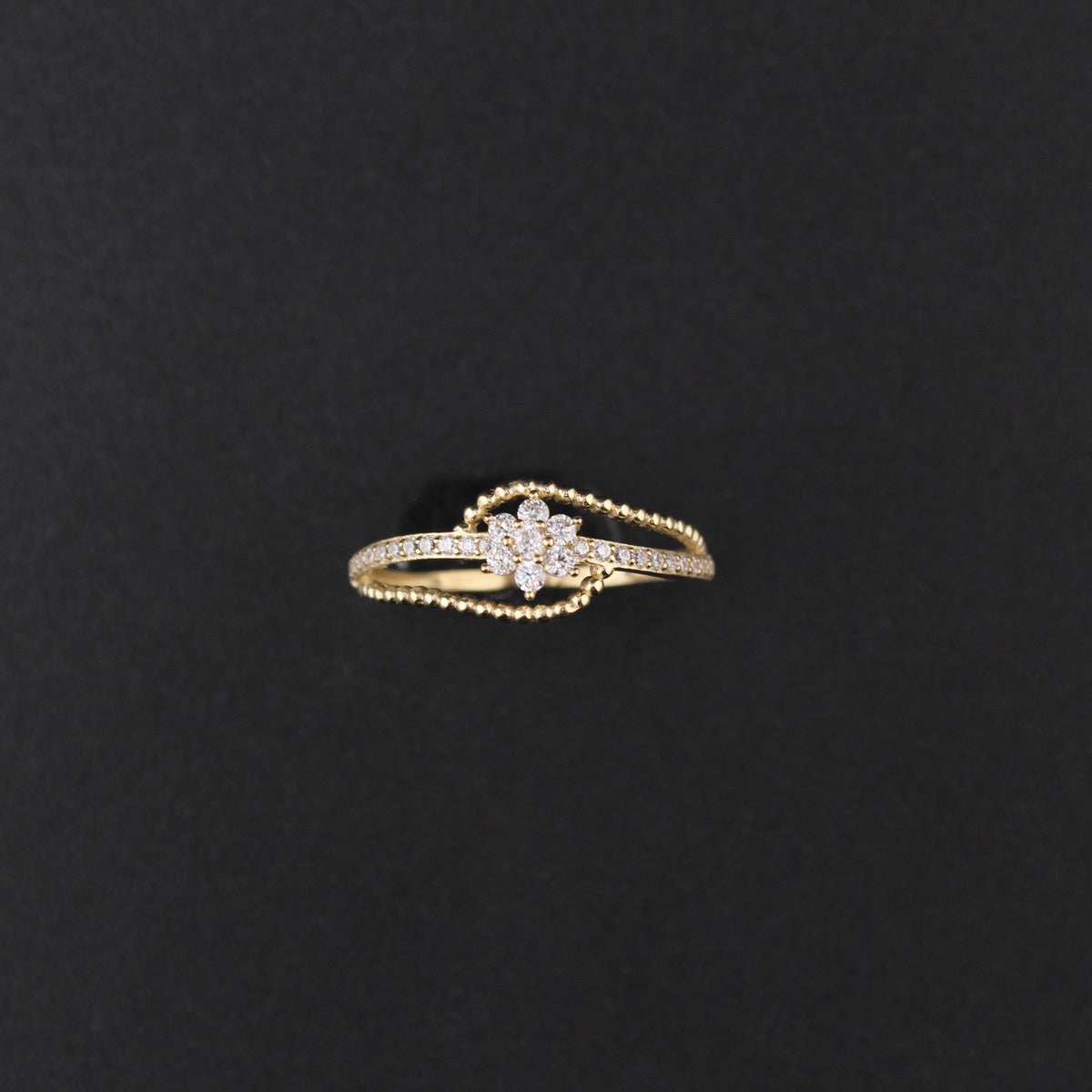 10K Real Gold  Dainty Flower Ring