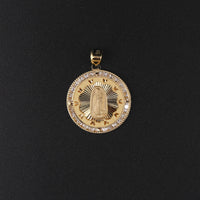 10K Virgin Mary Round Pendant