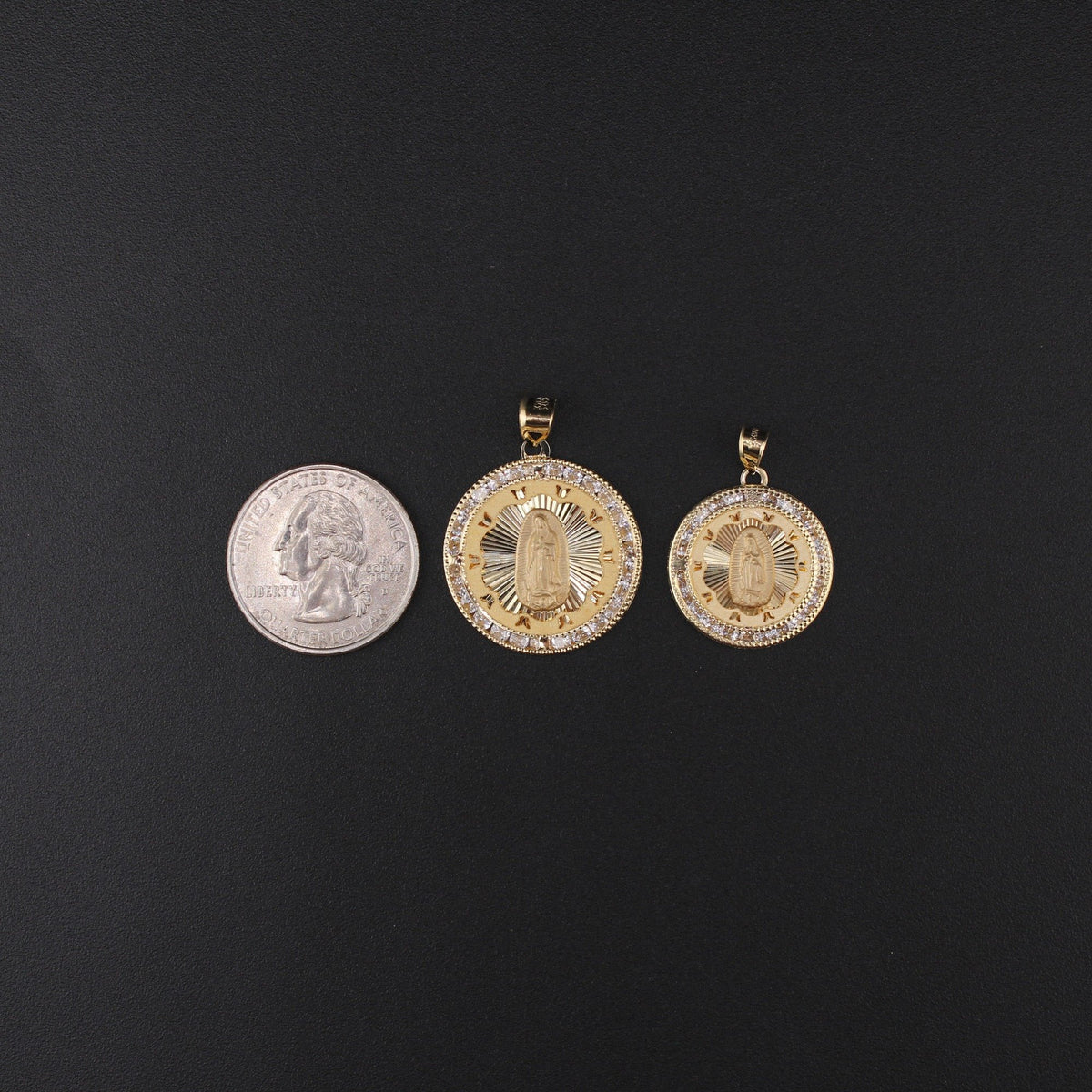 10K Virgin Mary Round Pendant