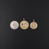 10K Virgin Mary Round Pendant