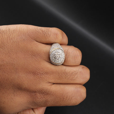10K Yellow Gold Diamond Round Mens Ring