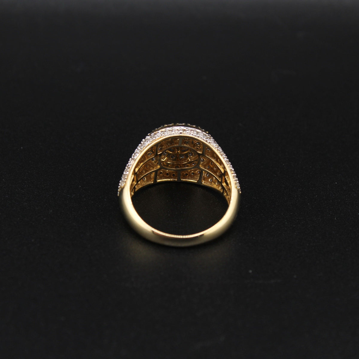 10K Yellow Gold Diamond Round Mens Ring