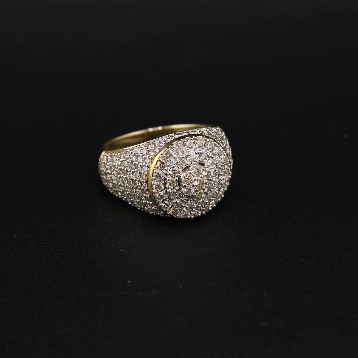 10K Yellow Gold Diamond Round Mens Ring