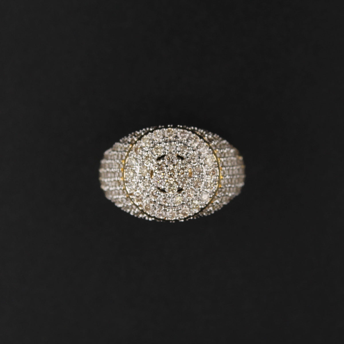 10K Yellow Gold Diamond Round Mens Ring