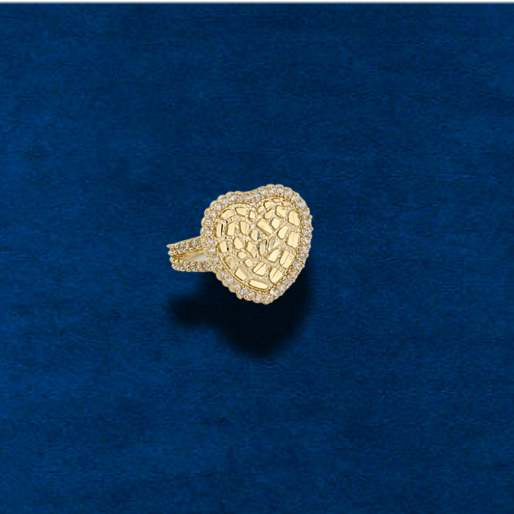 10K Nugget Heart Ring