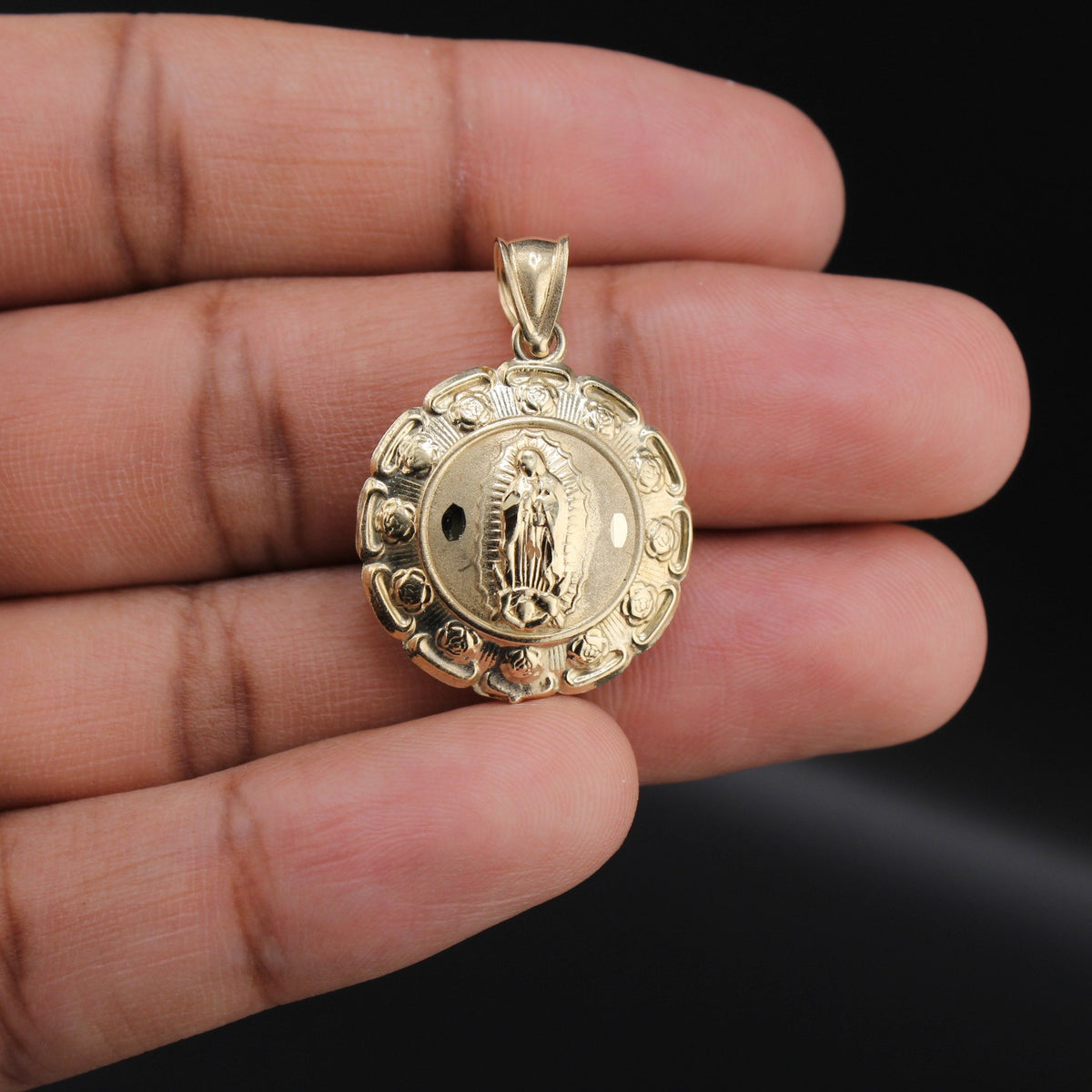10K Double Sided Virgin Mary & Jesus Pendant
