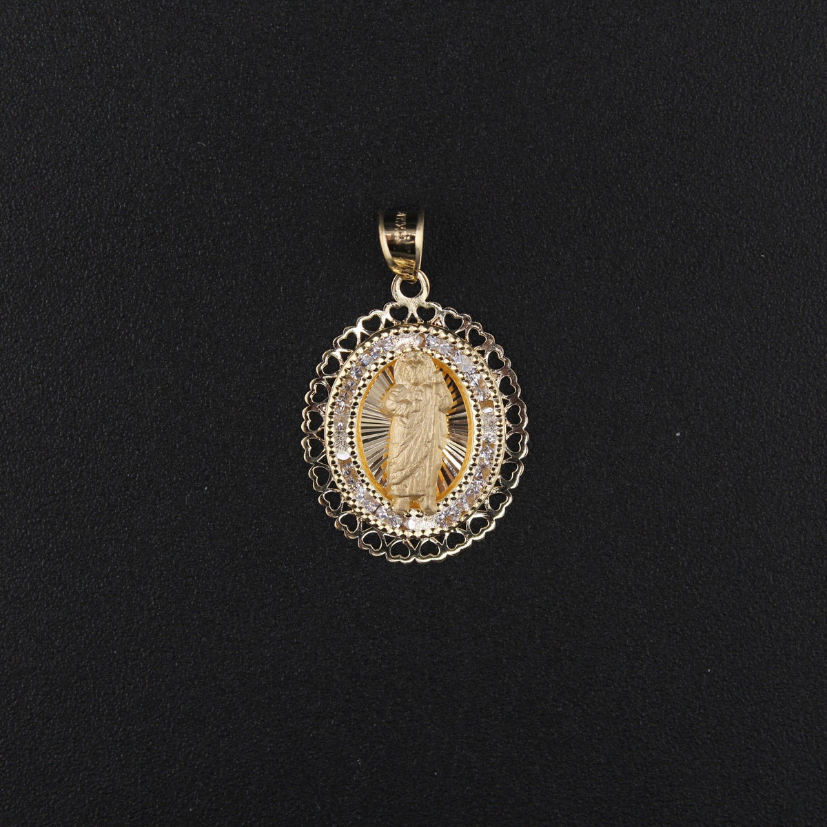 10K Gold Saint Jude Pendant with Heart Border