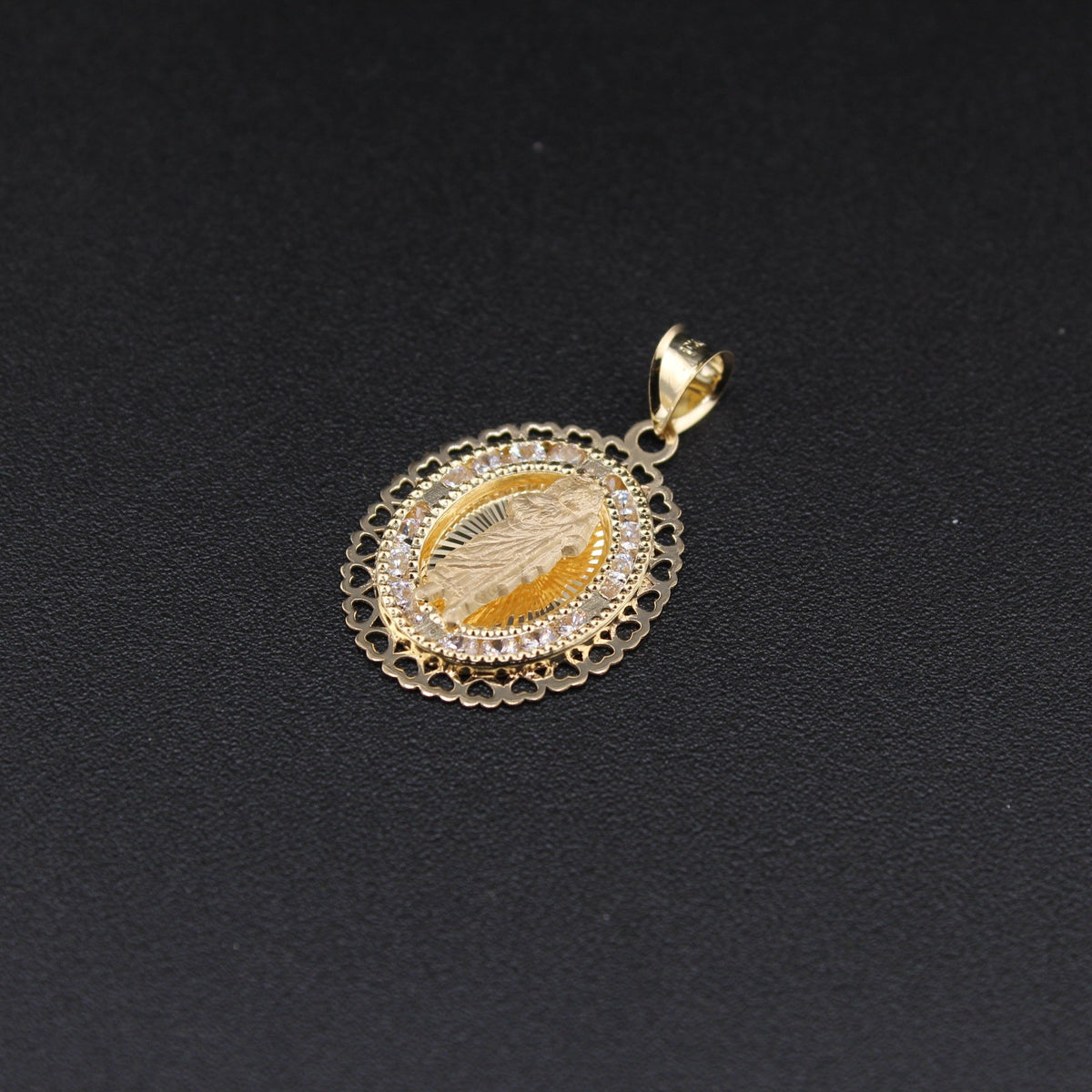 10K Gold Saint Jude Pendant with Heart Border