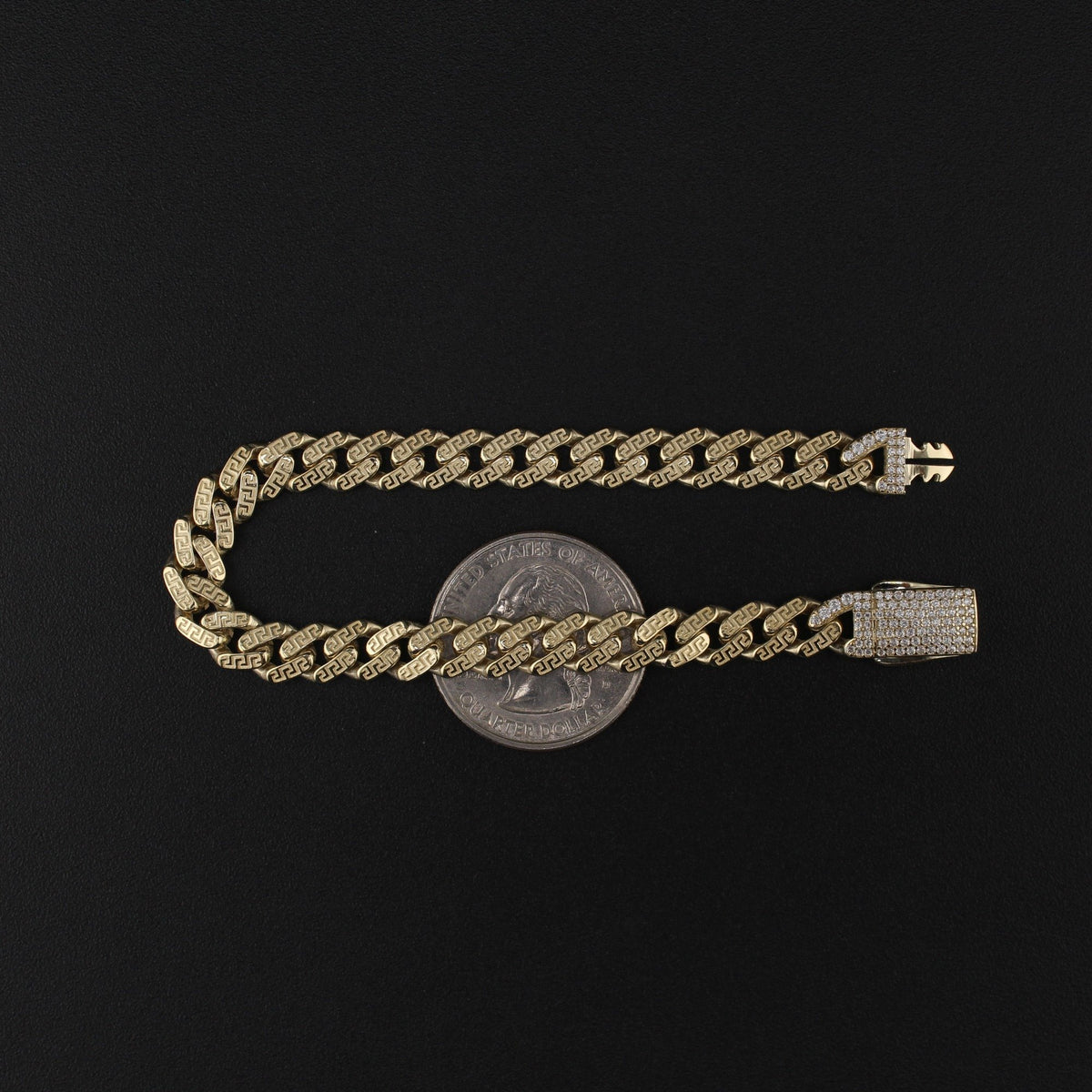 10K YG Greek Design Royal Monaco Bracelet 7in (6.8g) 7mm