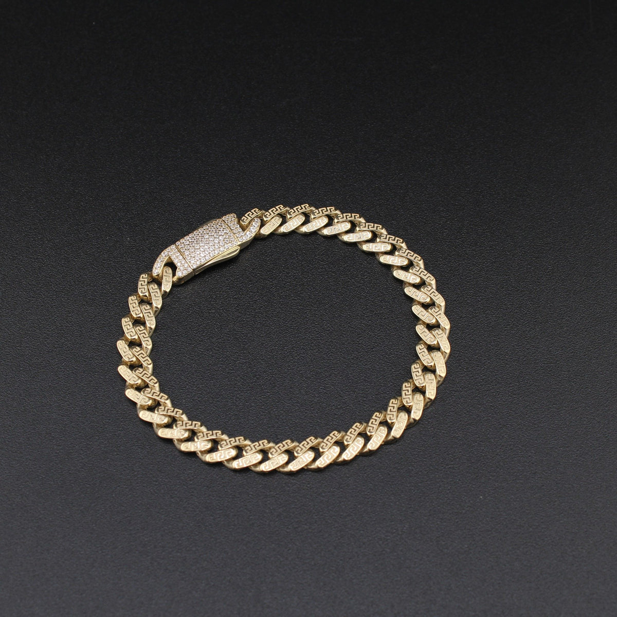 10K YG Greek Design Royal Monaco Bracelet 7in (6.8g) 7mm
