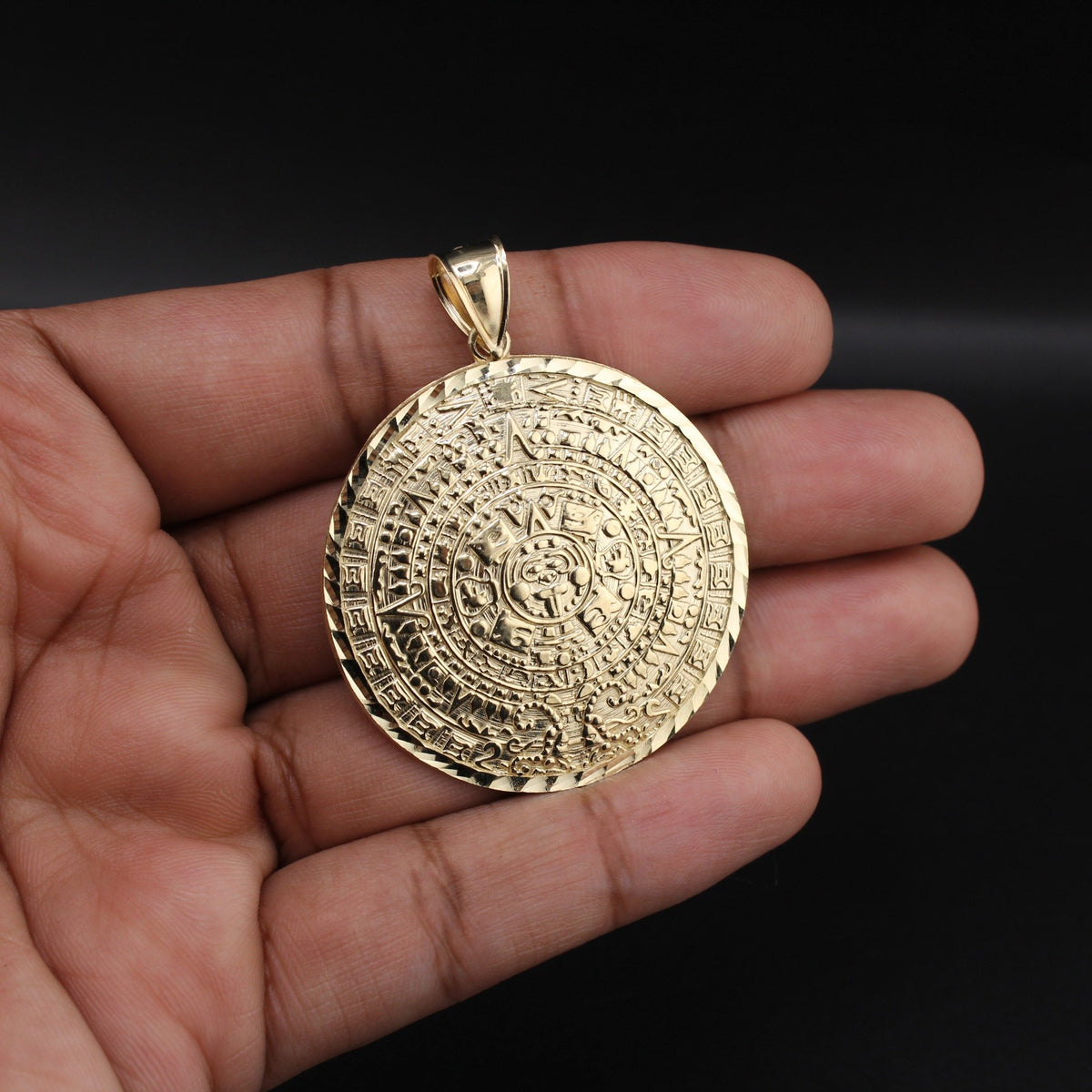 10K Aztec Calendar Pendant