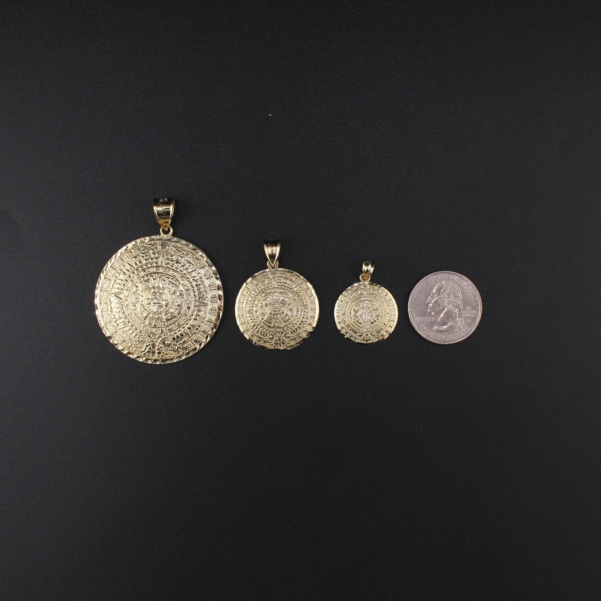10K Aztec Calendar Pendant