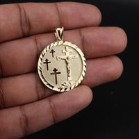 10K YG Cross Circle Pendant (3.5g)