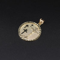 10K Cross Round Pendant