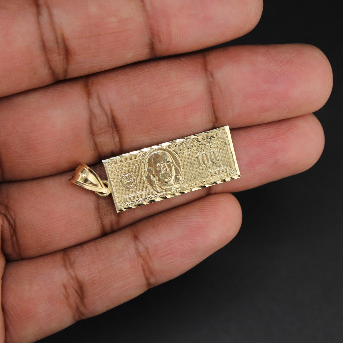 10K Hundred Dollar Bill Pendant