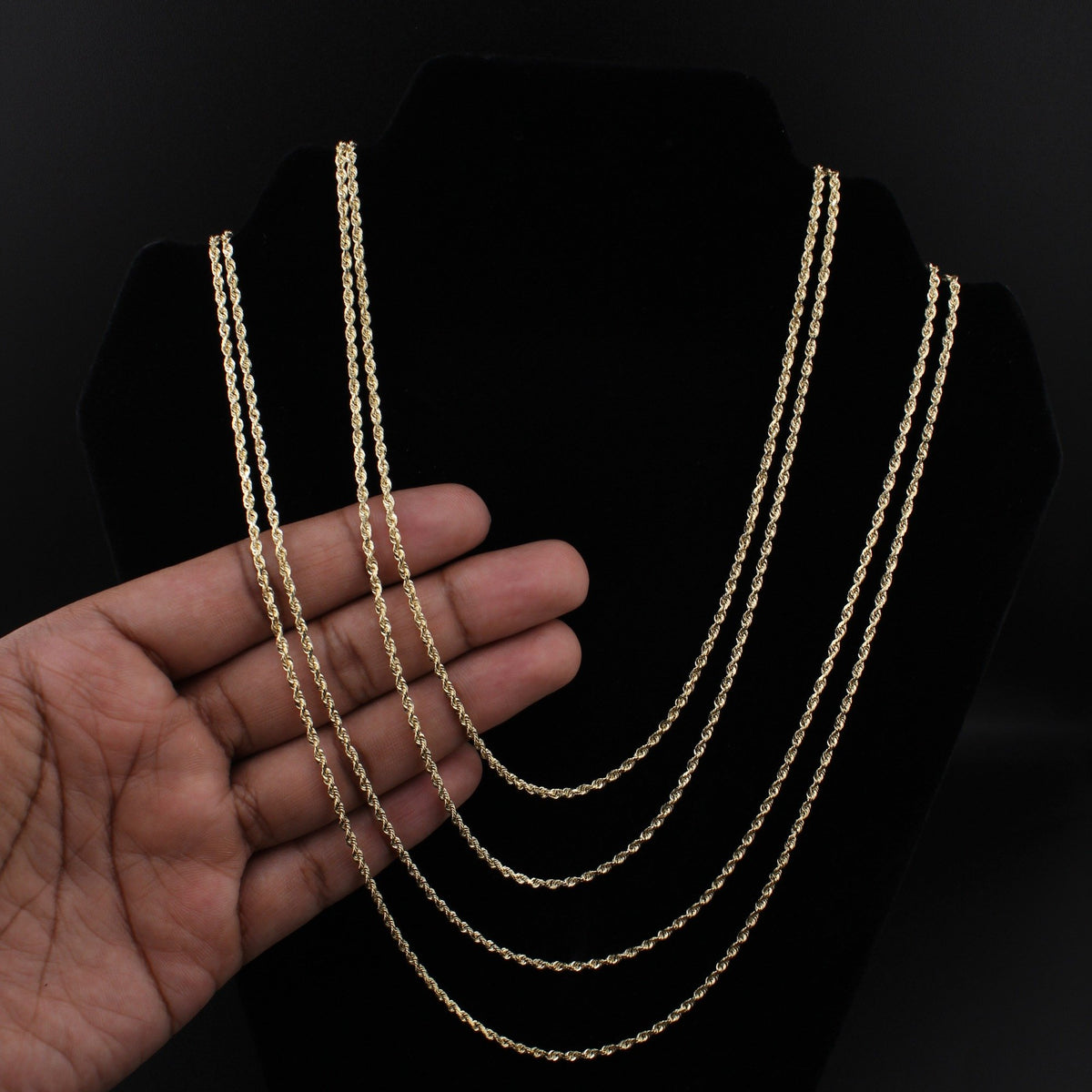 10K YG Rope Chain 2mm