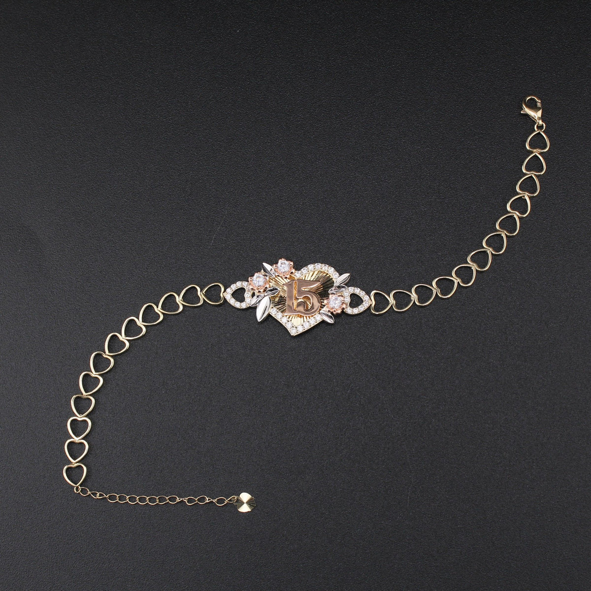 10K YG Quince Heart Bracelet 7in (5.3g)