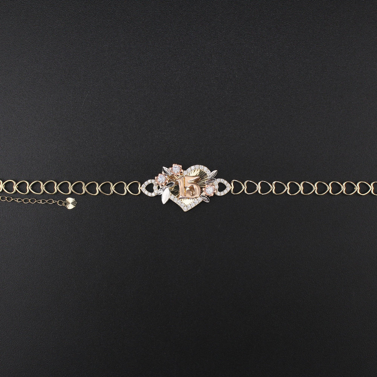 10K YG Quince Heart Bracelet 7in (5.3g)