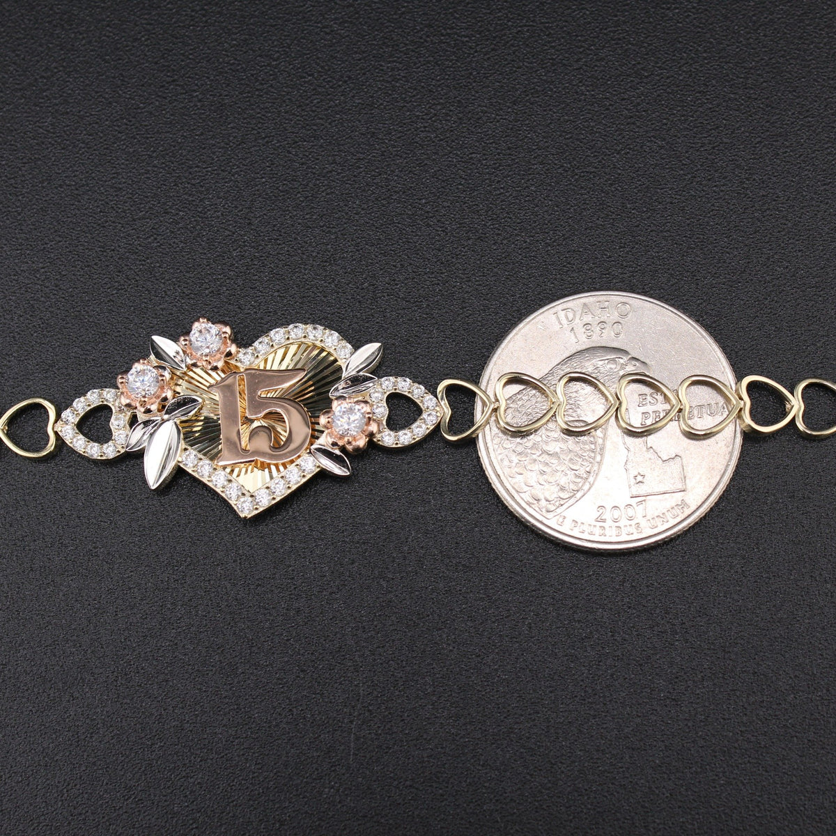 10K YG Quince Heart Bracelet 7in (5.3g)