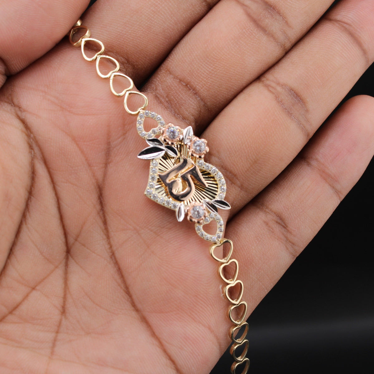 10K YG Quince Heart Bracelet 7in (5.3g)